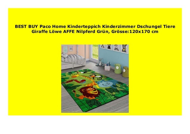 Gr/össe:133 cm Quadrat Paco Home Kinderteppich Kinderzimmer Dschungel Tiere Giraffe L/öwe AFFE Nilpferd Gr/ün