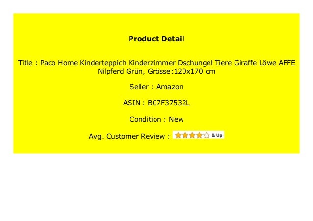 Gr/össe:133 cm Quadrat Paco Home Kinderteppich Kinderzimmer Dschungel Tiere Giraffe L/öwe AFFE Nilpferd Gr/ün