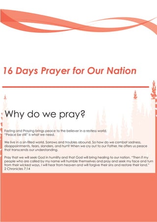 16 days prayer for our nation