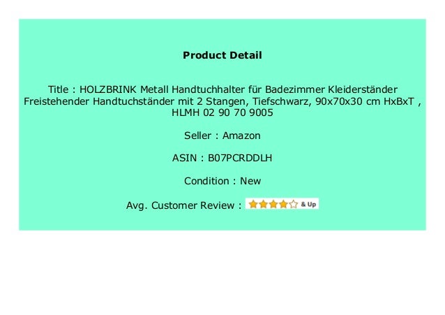 HxBxT HLMH-01-90-65-9005 Tiefschwarz HOLZBRINK Metall Handtuchhalter f/ür Badezimmer Kleiderst/änder Freistehender Handtuchst/änder mit 2 Stangen 90x65x20 cm