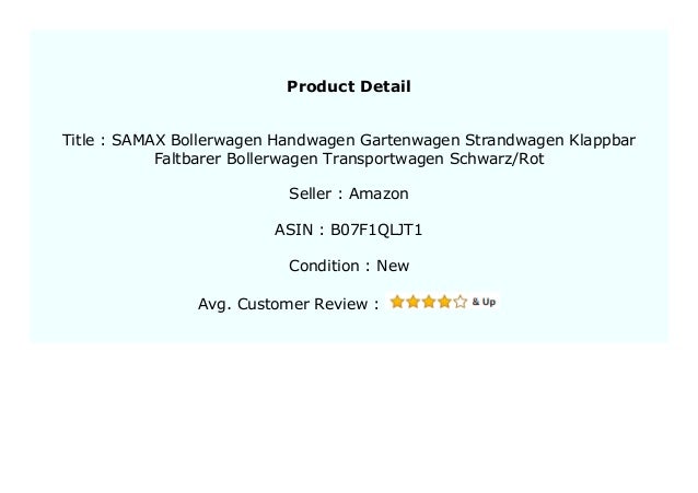 SAMAX Bollerwagen Handwagen Gartenwagen Strandwagen Klappbar Faltbarer Bollerwagen Transportwagen Schwarz//Rot