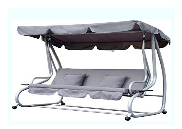 Outsunny Hollywoodschaukel Gartenschaukel Mit Liegefunktion Schaukel Schaukelbank Liege Funktion 3 Sitzer Metall Polyester Weiss 200x125x170cm Hollywoodschaukel Aosom Deutschland