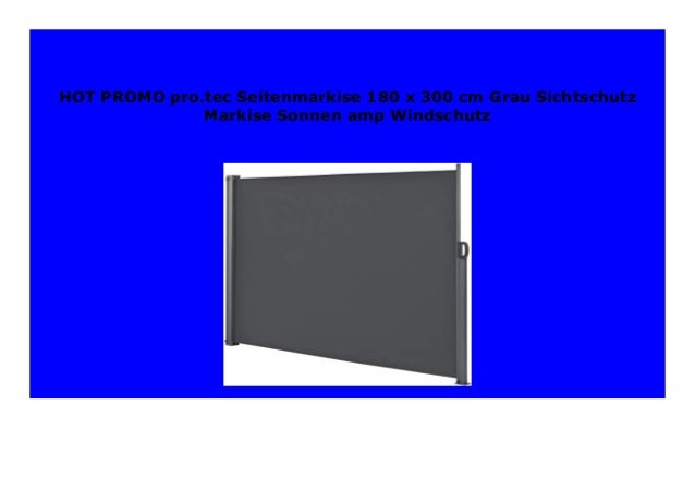 Seitenmarkise 180x300cm Grau Sichtschutz Markise Sonnen Pro Tec Windschutz
