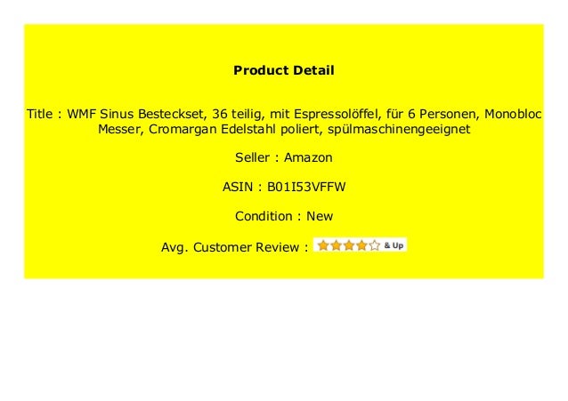 WMF Sinus Besteckset Cromargan Edelstahl poliert 36-teilig mit Espressol/öffel sp/ülmaschinengeeignet f/ür 6 Personen Monobloc-Messer