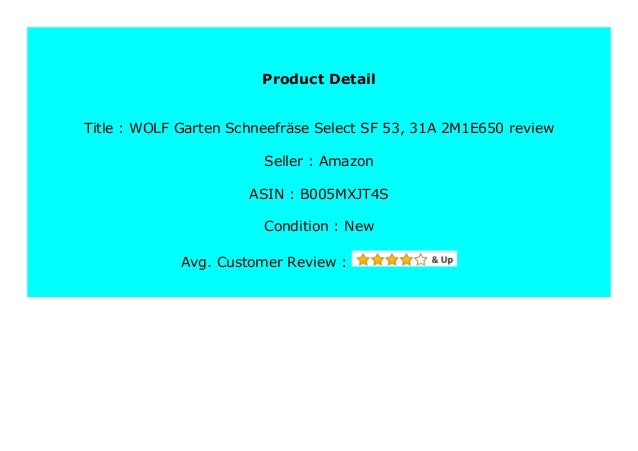 New Wolf Garten Schneefr Se Select Sf 53 31a 2m1e650 Review 212
