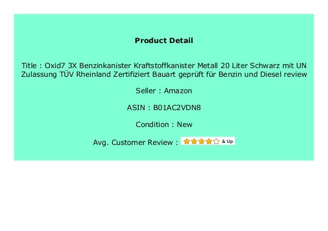 T/ÜV Rheinland Zertifiziert f/ür Benzin und Diesel Oxid7/® Benzinkanister Kraftstoffkanister Metall 20 Liter Schwarz mit UN-Zulassung Bauart gepr/üft