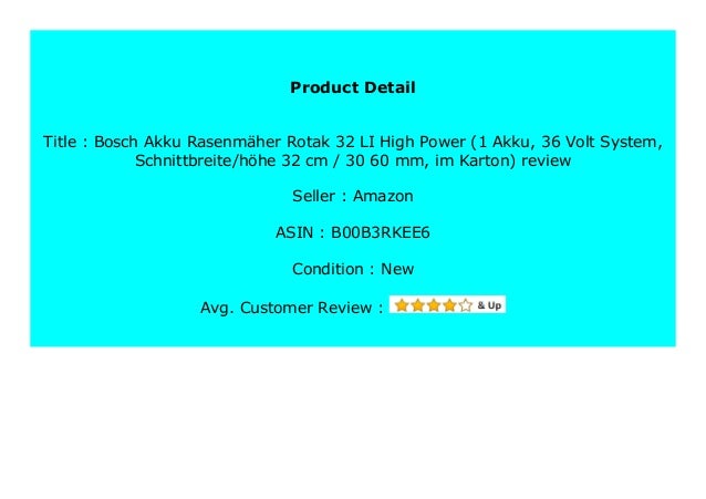 Best Price Bosch Akku Rasenm Her Rotak 32 Li High Power 1 Akku