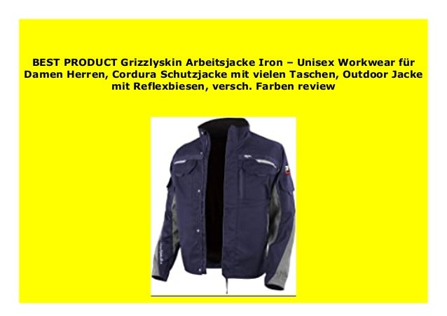 Cordura-Schutzjacke mit vielen Taschen Unisex Workwear f/ür Damen /& Herren versch Farben Grizzlyskin Arbeitsjacke Iron Outdoor Jacke mit Reflexbiesen