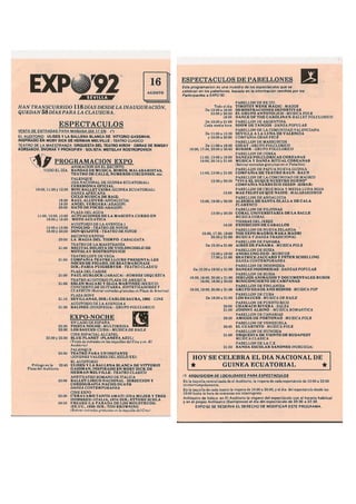 Programa del 16 de agosto de EXPO 92