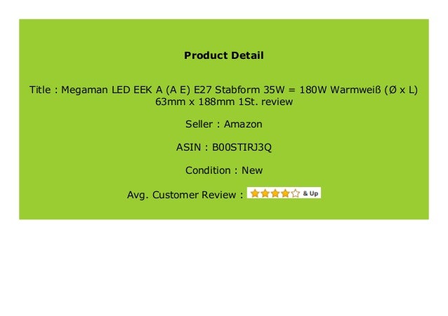 Hot Promo Megaman Led Eek A A E E27 Stabform 35w 180w Warmwe