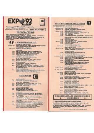 Programa del 16 de junio de EXPO 92