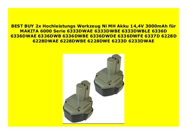 2x AKKU 3000mAh 14,4V für MAKITA 6337-D 6228-D DWAE DWBE DWE 6233D DWAE