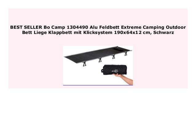 Schwarz Bo Camp 1304490 Alu Feldbett Extreme Camping Outdoor Bett Liege Klappbett mit Klicksystem 190x64x12 cm
