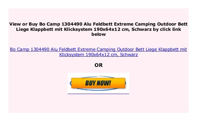 Schwarz Bo Camp 1304490 Alu Feldbett Extreme Camping Outdoor Bett Liege Klappbett mit Klicksystem 190x64x12 cm
