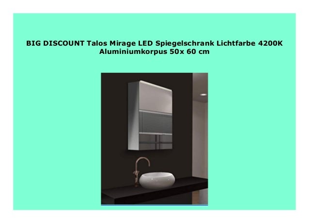 Lichtfarbe 4200K Talos Mirage LED Spiegelschrank 40x 60 cm Aluminiumkorpus