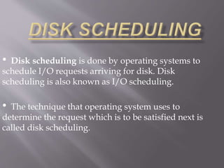 Disk Scheduling Algorithm in Operating System | PPT