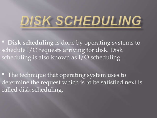 Disk Scheduling Algorithm in Operating System | PPTX
