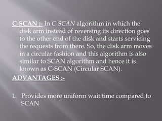 Disk Scheduling Algorithm in Operating System | PPT