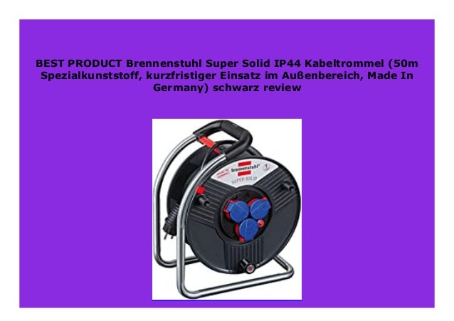 Brennenstuhl Super-Solid IP44 Kabeltrommel schwarz 50m - Spezialkunststoff, kurzfristiger Einsatz im Au/ßenbereich, Made In Germany