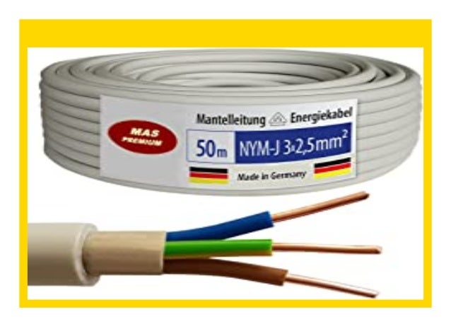 50m NYM-J 3x2,5 mm² Mantelleitung Elektro Strom Kabel OFC MADE IN GERMANY