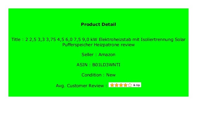 2 2,5 3,3 3,75 4,5 6,0 7,5 9,0 kW Elektroheizstab Solar Pufferspeicher Heizpatrone