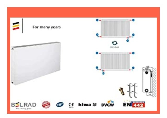 Belrad Typ 22 400x1400 mm Universalheizk/örper Kompakt /& Ventilheizk/örper Halter /& Ventil 6 Anschluss