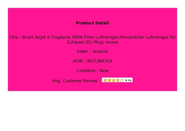 Discount Brunt Airjet S Tragbares Hepa Filter Luftreiniger Pers Nli