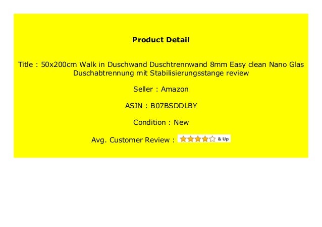 80x200cm Walk in Duschwand Duschtrennwand 8mm Easy-clean Nano Glas Duschabtrennung mit Stabilisierungsstange