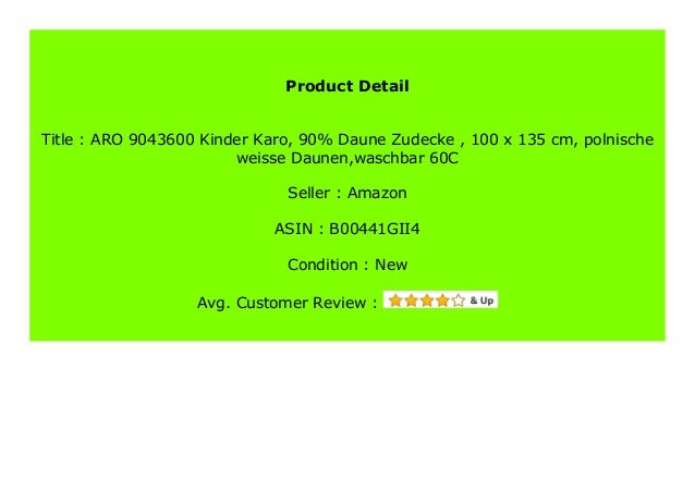 Big Sale Aro 9043600 Kinder Karo 90 Daune Zudecke 100 X 135 Cm P