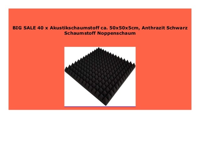50x50x7cm Anthrazit Schwarz Noppenschaumstoff Schaumstoff Akustikschaumstoff 1 x ca