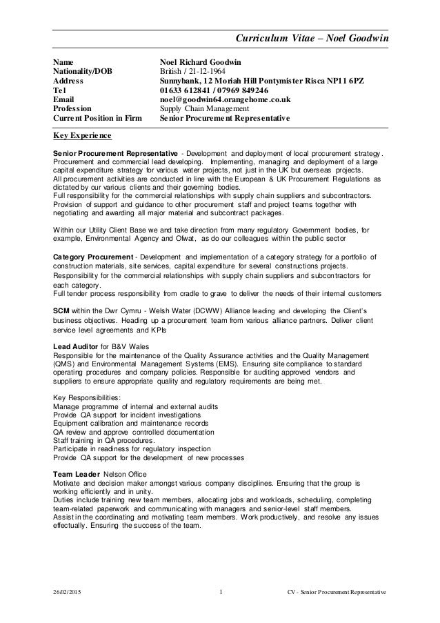 cv procurement