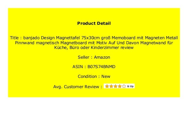 New Banjado Design Magnettafel 75x30cm Gro Memoboard Mit Magneten