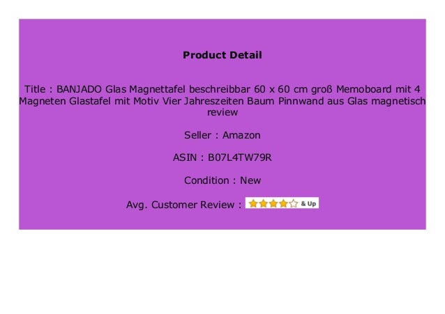 Motiv Vier Jahreszeiten Memoboard mit Magneten und Montageset Metall Pinnwand Wandtafel magnetisch 37x78cm gro/ß banjado Design Magnettafel wei/ß