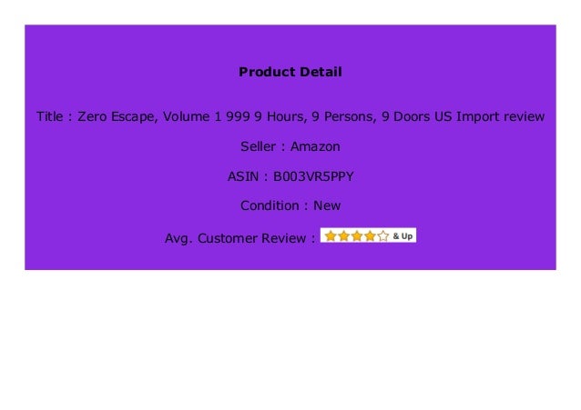 Best Seller Zero Escape Volume 1 999 9 Hours 9 Persons 9