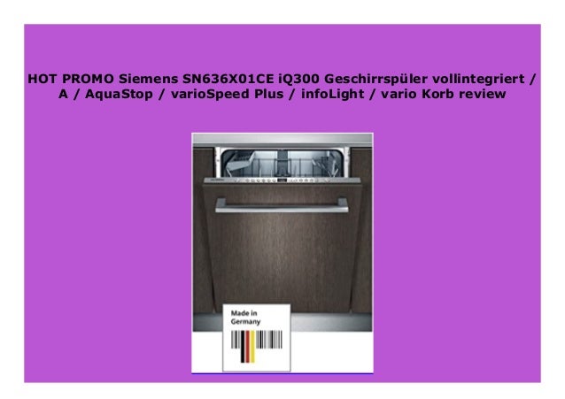 Best Price Siemens Sn636x01ce Iq300 Geschirrsp Ler Vollintegriert A