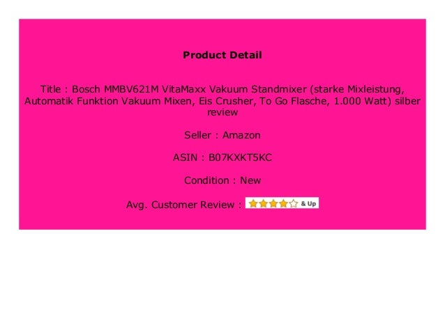Best Seller Bosch Mmbv621m Vitamaxx Vakuum Standmixer Starke Mixleis
