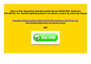 BEST PRODUCT Aquastop Geschirrsp ler Bosch 00263789 Referenz Fwh301 