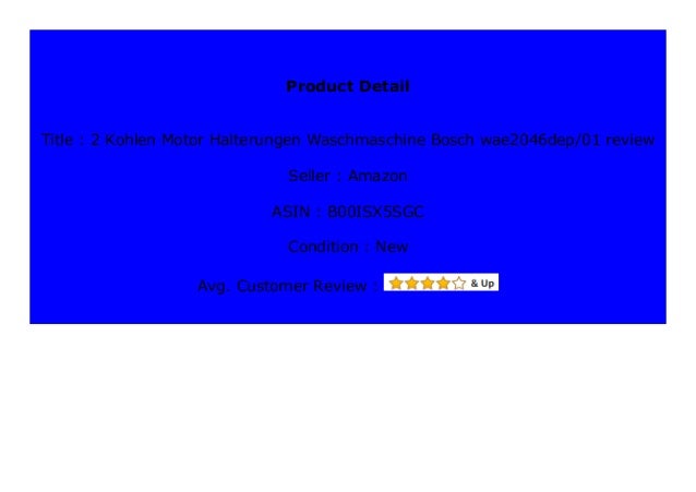 Best Buy 2 Kohlen Motor Halterungen Waschmaschine Bosch Wae2046dep