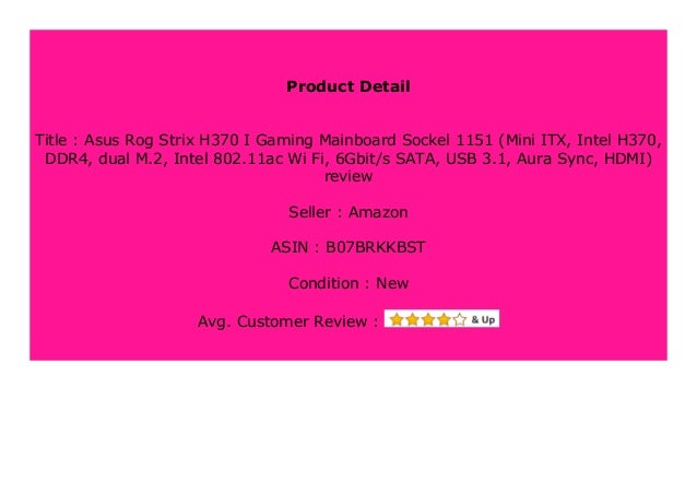 Best Price Asus Rog Strix H370 I Gaming Mainboard Sockel 1151 Mini I Best Price Asus Rog Strix H370 I Gaming Mainboard Sockel 1151 Mini I
