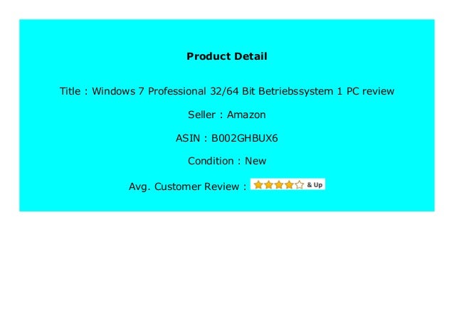 Best Buy Windows 7 Professional 32 64 Bit Betriebssystem 1 Pc Revie