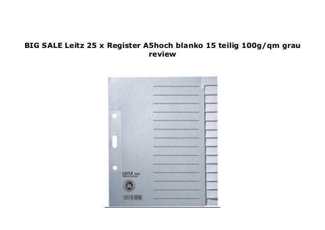 Leitz 25 x Register A4 A-Z 100g//qm grau