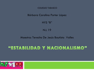Bárbara Carolina Porter López HYS “B” N.L 19 Maestra: Teresita De Jesús Bautista  Valles COLEGIO TABASCO 