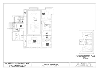 GSPublisherEngine 0.0.100.100
PROPOSED RESIDENTIAL FOR
EMMA AND STANLEY
CONCEPT PROPOSAL
RE
F
DRDR
16 x 0.188 = 3.000
1
2
3
4
5
6
7
8
9
10
11
12
13
14
15
16
staircase
wc
whb
clk
4m2
porch
shw
wc
whb
bth
7m2
arch
wardrobe
bed
guest
bedroom
18m2
lounge
(sunken)
62m2
display
4m2
hall
18m2
dining
16m2
family/
tv room
31m2
arch
kitchen
18m2
utility
room
8m2
arch
bi
store
7m2
maids
room
10m2
shw
wc
bth
3m2
DSQ
BTH
BEDROOM
BEDROOM
kitchen
GROUND FLOOR PLAN
204m2
 