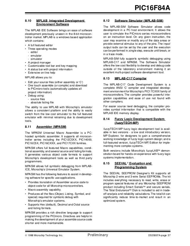 mid-range reference manual ds33023 Pic16f84a data sheet. 18-pin enhanced flash/eeprom 8-bit.