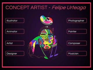 CONCEPT ARTIST - Felipe Urteaga
Illustrator
Artist
Animator Painter
Composer
Musician
Photographer
Designer
 