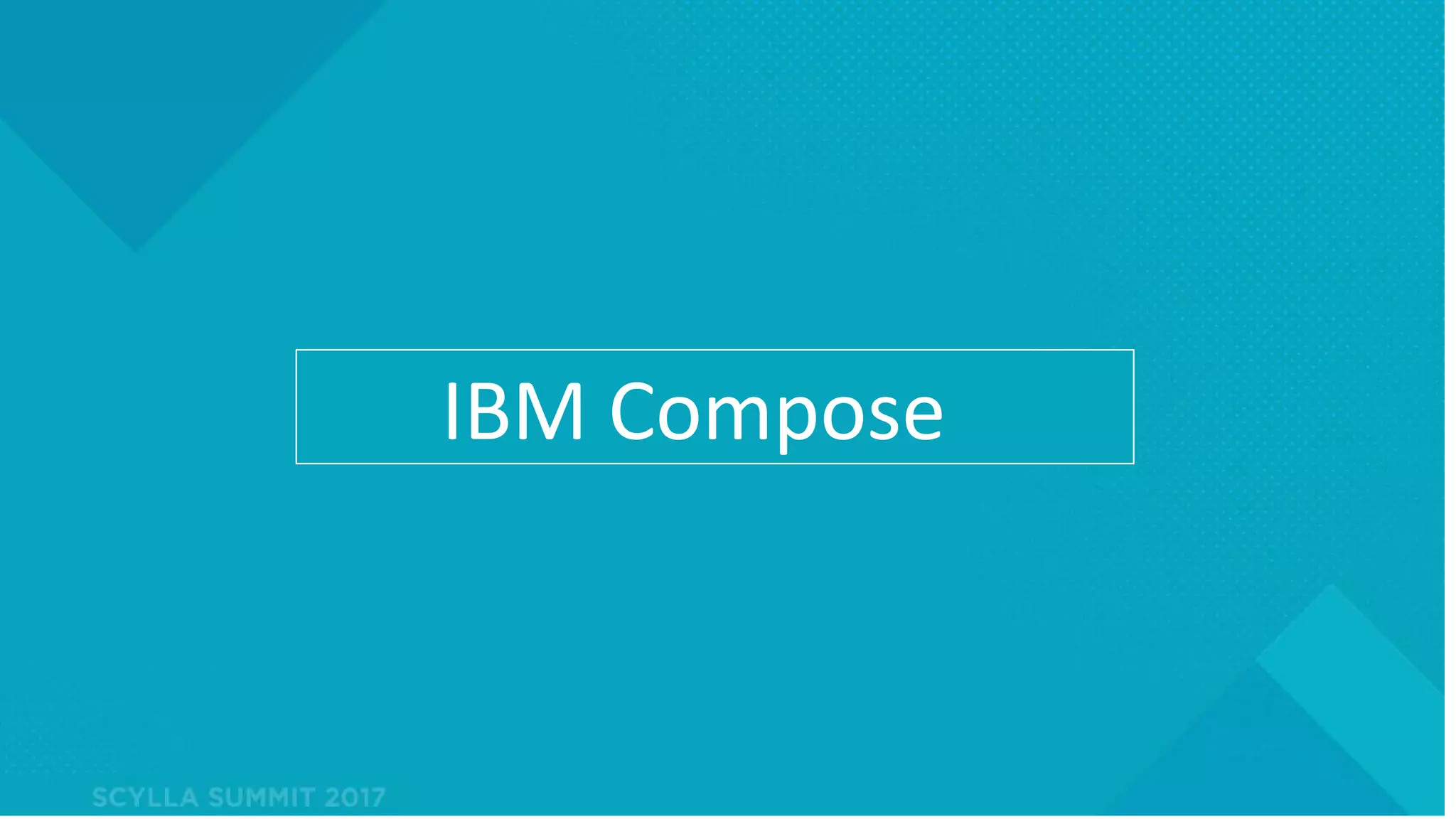 PRESENTATION TITLE ON ONE LINE
AND ON TWO LINES
First and last name
Position, company
IBM Compose
 