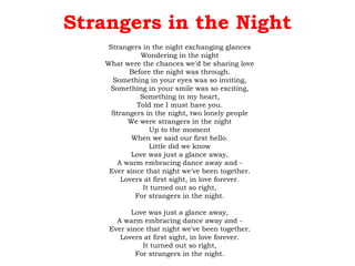 Antena 1 - Frank Sinatra - Strangers In The Night - Letra e Tradução 
