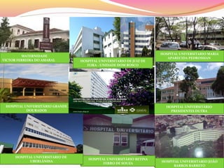 MATERNIDADE
VICTOR FERREIRA DO AMARAL

HOSPITAL UNIVERSITARIO DE JUIZ DE
FORA - UNIDADE DOM BOSCO

HOSPITAL UNIVERSITÁRIO GRANDE
DOURADOS

HOSPITAL UNIVERSITARIO DE
UBERLÂNDIA

HOSPITAL UNIVERSITARIO MARIA
APARECIDA PEDROSSIAN

HOSPITAL UNIVERSITÁRIO
PRESIDENTES DUTRA

HOSPITAL UNIVERSITÁRIO BETINA
FERRO DE SOUZA

HOSPITAL UNIVERSITARIO JOÃO
BARROS BARRETO

 