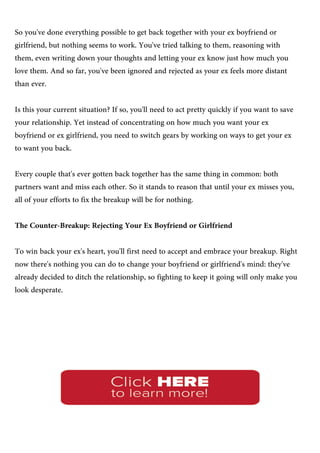 How to get your ex girlfriend back after you treated her badly | PDF