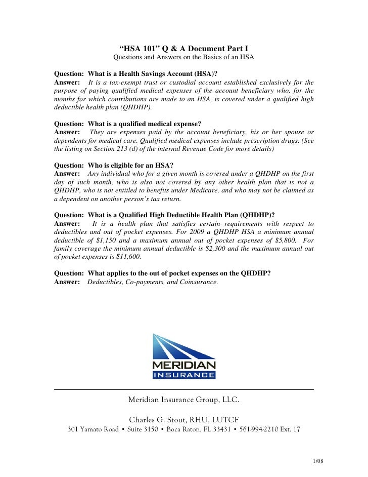 HSA 101 Learn About Health Savings Account